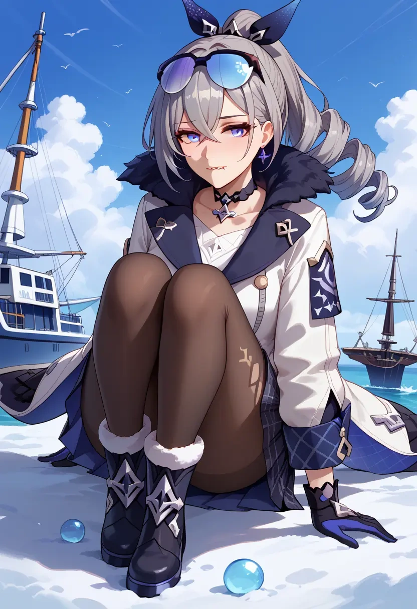 star rail,silver wolf,winter,student uniform,puffer coat  - 